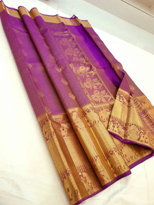 Classic Onion Pink 2gm Zari Vaira Oosi Bridal Elegance Kanchipuram Handloom Silk Saree SS25501