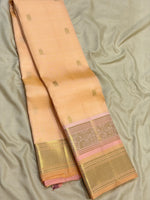 Load image into Gallery viewer, Classic Peach Beige 2gm Zari Elegance Kanchipuram Handloom Silk Saree SS28286
