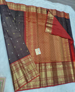 Load image into Gallery viewer, Classic Coffee Brown &amp; Brick Red Kanchipuram Handloom Silk Saree SS26253
