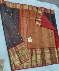 Classic Coffee Brown & Brick Red Kanchipuram Handloom Silk Saree SS26253