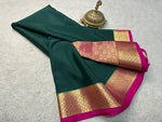 Load image into Gallery viewer, Classic Bottle Green &amp; Hot Pink Elegance Mysore Silk Saree SS24646
