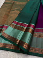 Load image into Gallery viewer, Classic Grape Purple &amp; Timber Green 2gm Zari Elegance Kanjivaram Handloom Silk Saree SS22936
