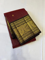 Load image into Gallery viewer, Classic Rust Brick Brown &amp; Black Elegance Kanchipuram Handloom Silk Saree SS27163
