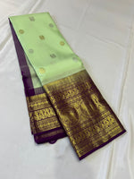 Load image into Gallery viewer, Classic Pastel Green &amp; Purple 2gm Zari Elegance Kanchipuram Silk Saree SS23917
