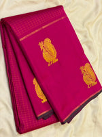 Load image into Gallery viewer, Classic Ruby Pink 2gm Zari Elegance Kanchipuram Handloom Silk Saree SS28565
