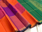 Load image into Gallery viewer, Classic Brick Orange Checker 1gm Zari Elegance Kanchipuram Handloom Silk Saree SS28324
