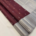 Load image into Gallery viewer, Classic Dark Chocolate &amp; Grey 2gm Zari Elegance Kanchipuram Handloom Silk Saree SS24465
