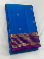 Load image into Gallery viewer, Classic Azure Blue &amp; Purple Elegance Kanchipuram Handloom Silk Saree SS27826
