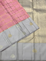 Load image into Gallery viewer, Classic Pink &amp; Grey 2gm Zari Kanchipuram Handloom Silk Saree SS25931
