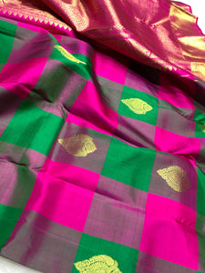 Classic Plum & Wine Pink 2gm Zari Kanchipuram Handloom Silk Saree SS25571