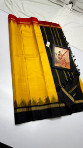 Classic Sunny Yellow & Black Kanchipuram Handloom Silk Saree SS26050