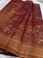 Load image into Gallery viewer, Classic Cherry Red Bridal Elegance Kanchipuram Handloom Silk Saree SS27629
