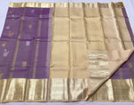 Load image into Gallery viewer, Classic Lavender &amp; Beige Cream 2gm Zari Korvai Elegance Kanjivaram Handloom Silk Saree SS23231
