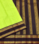 Load image into Gallery viewer, Classic Neon Green &amp; Black 2gm Zari Elegance Kanchipuram Handloom Silk Saree SS23552
