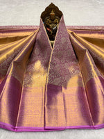 Load image into Gallery viewer, Classic Rose Gold 2gm Zari Bridal Elegance Kanchipuram Handloom Silk Saree SS28684
