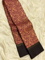 Load image into Gallery viewer, Classic Maroon &amp; Shadow Black 2gm Zari Elegance Kanchipuram Handloom Silk Saree SS24688
