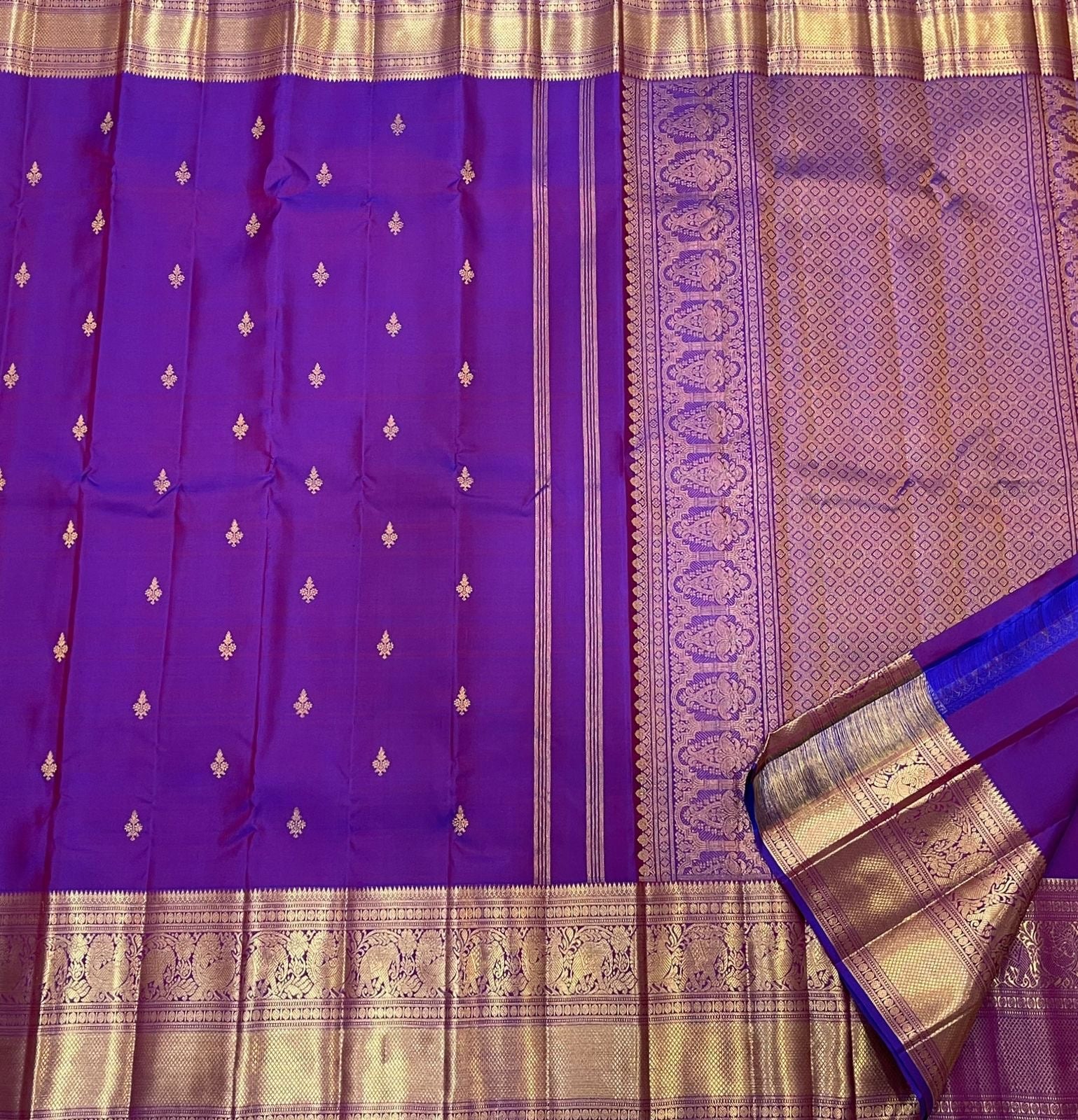 Classic Vadamalli Purple 2gm Zari Bridal Elegance Kanchipuram Handloom Silk Saree SS24810