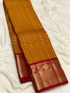 Classic Mustard & Red Elegance Kanchipuram Silk Saree SS24210