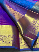 Load image into Gallery viewer, Classic Vadamalli &amp; Aegan Blue 2gm Zari Elegance Kanchipuram Handloom Silk Saree SS24614
