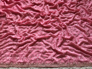 Pastel Rose Zardosi Handwork Elegance Crepe Silk Saree SS25396