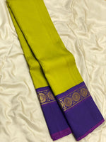 Load image into Gallery viewer, Classic Olive Green &amp; Violet 2gm Zari Elegance Kanchipuram Handloom Silk Saree SS25305
