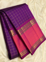 Load image into Gallery viewer, Classic Violet &amp; Rose Red 2gm Zari Kanchipuram Handloom Silk Saree SS26245
