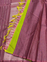 Load image into Gallery viewer, Classic Berry Plum &amp; Lime Green Kanchipuram Handloom Silk Saree SS26041
