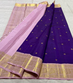 Load image into Gallery viewer, Classic Violet &amp; Pink 2gm Zari Elegance Kanchipuram Handloom Silk Saree SS24473
