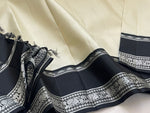 Load image into Gallery viewer, Classic Butter Cream &amp; Black Korvai Thread Kanchipuram Handloom Silk Saree SS25720
