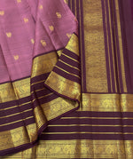 Load image into Gallery viewer, Classic Creamy Pink &amp; Chocolate Brown 1gm Zari Elegance Kanchipuram Handloom Silk Saree SS24504
