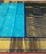 Load image into Gallery viewer, Classic Sky Blue &amp; Imperial Blue 2gm Zari Bridal Elegance Kanchipuram Handloom Silk Saree SS27265
