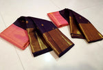 Load image into Gallery viewer, Classic Rose Pink &amp; Coffee Brown 2gm Zari Elegance Kanchipuram Handloom Silk Saree SS27270
