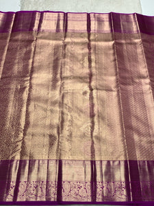 Classic Rhubarb Purple 2gm Zari Bridal Elegance Kanchipuram Handloom Silk Saree SS24821