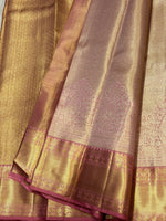Load image into Gallery viewer, Classic Rose &amp; Gold 2gm Zari Brocade Tissue Bridal Elegance Kanchipuram Handloom Silk Saree SS26662
