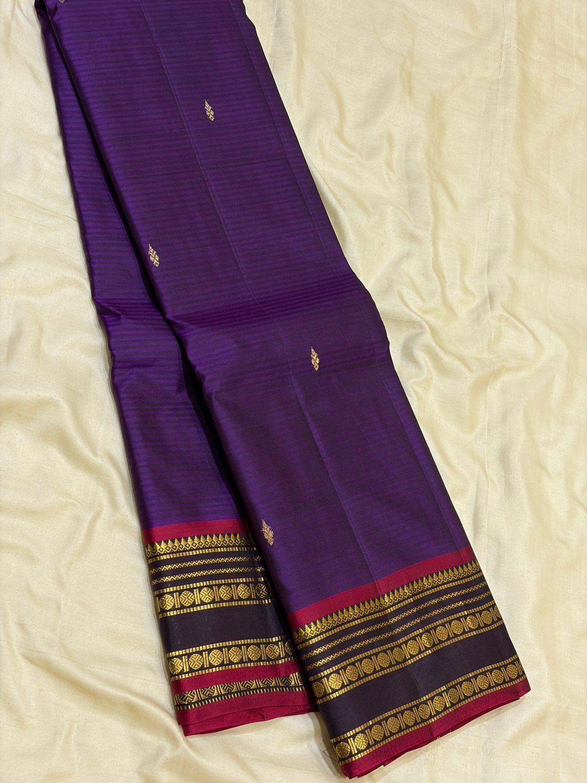 Classic Russian Violet & Black Traditional Butta Kanchipuram Handloom Silk Saree SS26597