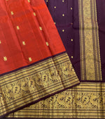 Load image into Gallery viewer, Classic Burnt Orange &amp; Dark Espresso Brown 2gm Zari Kanchipuram Handloom Silk Saree SS26636
