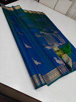 Load image into Gallery viewer, Classic Peacock Blue Elegance Kanchipuram Handloom Silk Saree SS27656
