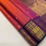 Load image into Gallery viewer, Classic Orange Rose &amp; Plum 2gm Zari Kanchipuram Handloom Silk Saree SS25993
