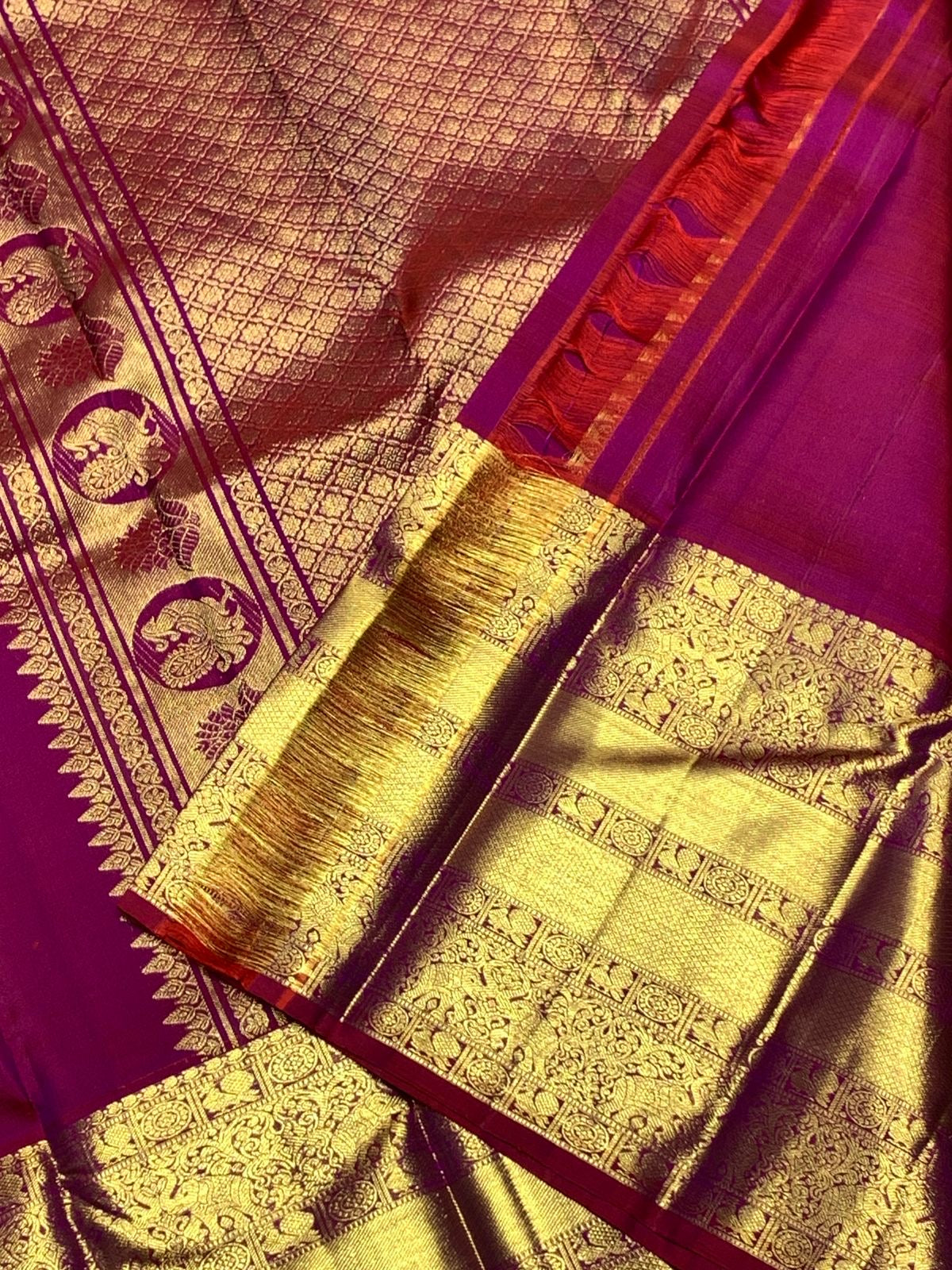 Classic Wine Red 2gm Zari Bridal Elegance Kanchipuram Handloom Silk Saree SS24774