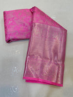 Load image into Gallery viewer, Classic Barbie Pink Silver 2gm Zari Bridal Elegance Kanchipuram Handloom Silk Saree SS24362
