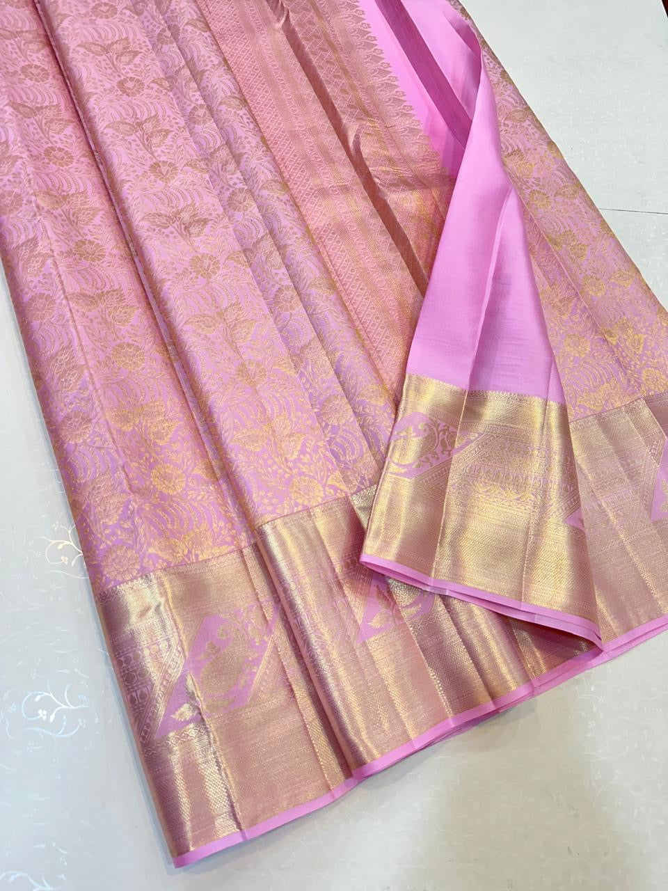 Pastel Lilac Elegance Kanchipuram Handloom Silk Saree SS24691