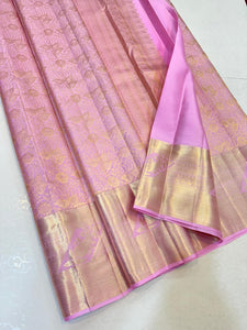 Pastel Lilac Elegance Kanchipuram Handloom Silk Saree SS24691