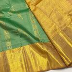 Load image into Gallery viewer, Classic Sea Green &amp; Mustard Elegance Kanchipuram Handloom Silk Saree SS27378
