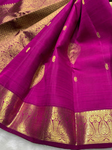 Classic Magenta Purple 2gm Zari Bridal Elegance Kanchipuram Handloom Silk Saree SS25367