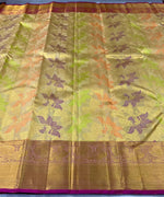 Load image into Gallery viewer, Classic Golden Cream &amp; Orchid Pink 2gm Zari Elegance Kanchipuram Handloom Silk Saree SS25242
