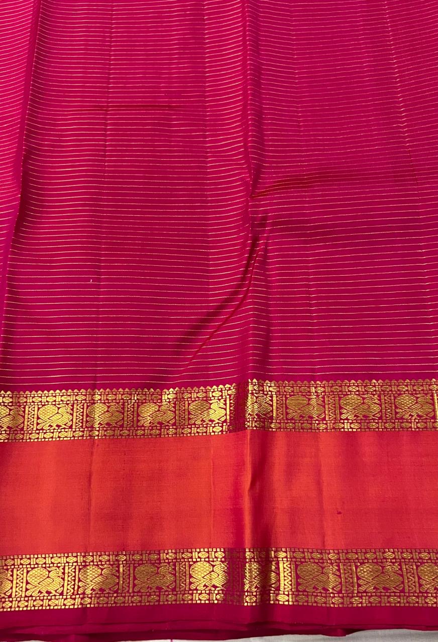 Classic Ruby Pink 2gm Zari Thread Work Kanchipuram Handloom Silk Saree SS26020