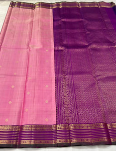 Pastel Pink & Onion Pink 2gm Zari Kanchipuram Handloom Silk Saree SS25576