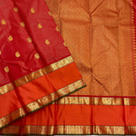 Load image into Gallery viewer, Classic Brick Orange &amp; Fiery Orange 1gm Zari Vaira Oosi Elegance Kanchipuram Handloom Silk Saree SS24197
