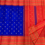 Load image into Gallery viewer, Classic Robin Blue &amp; Orange 1gm Zari Kanchipuram Handloom Silk Saree SS26894
