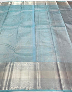 Classic Sky Blue 2gm Zari Elegance Kanchipuram Handloom Silk Saree SS24599